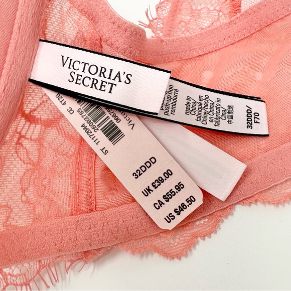 Victoria’s Secret 32DDD 32F Dream Angels Push Up Without Padding Peach Pink Bra - Picture 5 of 6